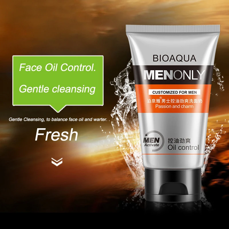 

100% Original BIOAQUA Brand Oil-control Face Cleanser Moisturizing Shrink Pores Clean Acne Blackhead Facial Cleanse For Men 100g