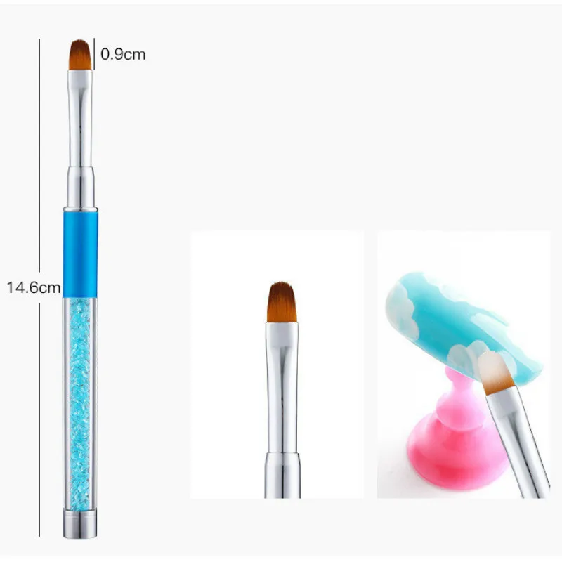 1 шт нейл арта акриловую пудру с украшением в виде кристаллов ручка кисточки УФ