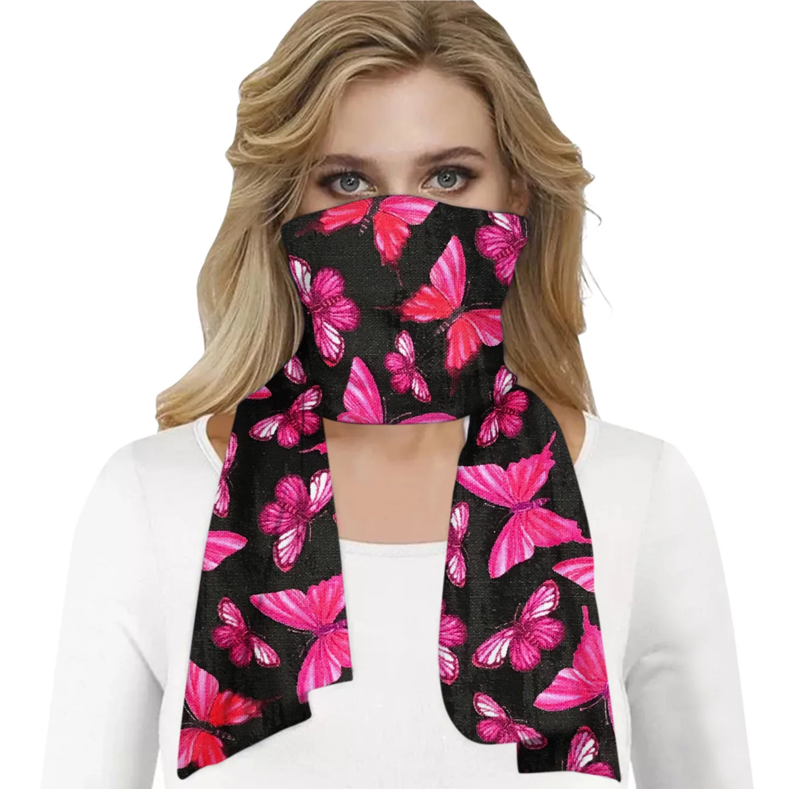 Шарф с принтом бабочки и листьев для женщин маска лица рта теплые шарфы