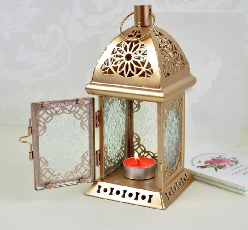 Винтажный металлический марокканский стиль подсвечник стеклянный Кристальный Подсвечник Держатель Света Свадьба в европейском стиле Вечерние домашний декор