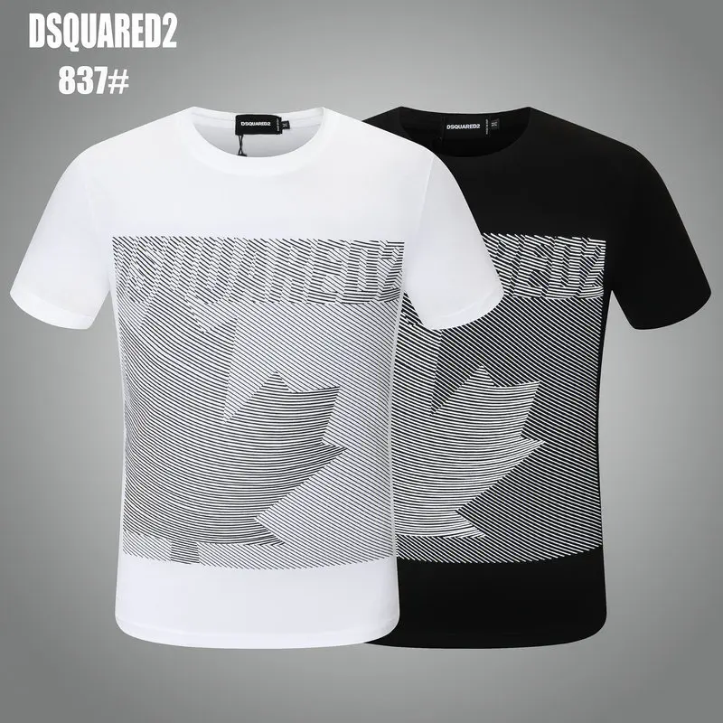 

DSQUARED2 Men's Women's Printed LettersRound Neck Short Sleeve Street Hip Hop Pure Cotton Tee T-Shirt 837