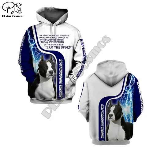 Hoodies Мужские толстовки с 3d принтом для собак, Стаффордшир терьерс, осенние толстовки с длинным рукавом, Женский пуловер, спортивный костюм с капюшоном, верхняя одежда - Цвет: Hoodies