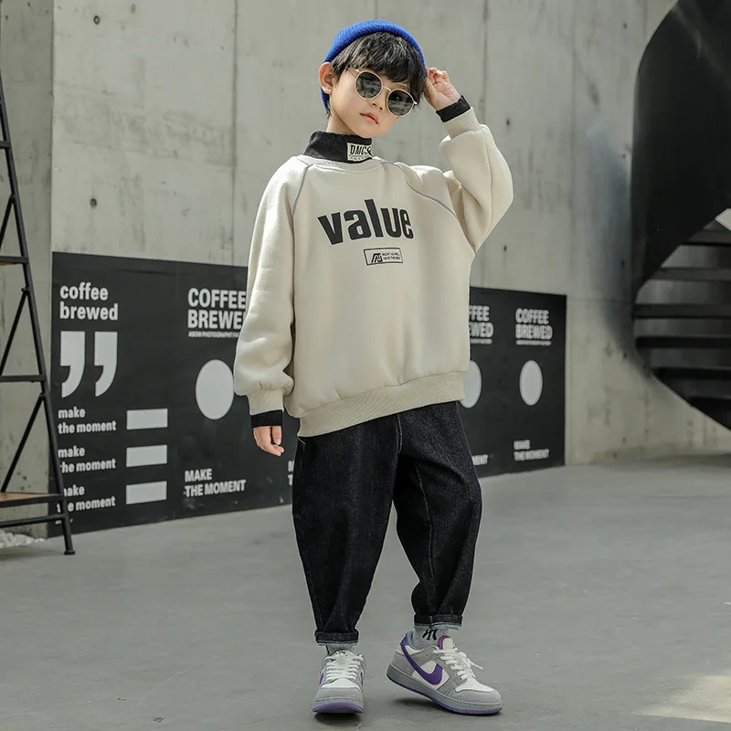 

Plus Velvet Spring Autumn Tops Boys Sweatshirts Jacket Coat KidsOvercoat Outwear Teenager Children clothes High Quality