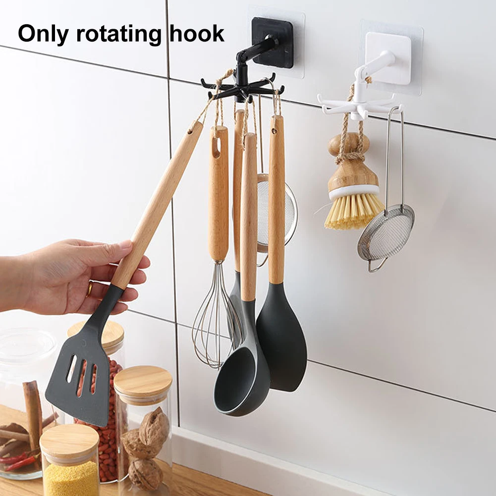 

4pcs/pack Multifunctional Rotating Hook Folding Kitchen Bathroom Wall Mounted ABS Self Adhesive Space Saving Easy Install Home