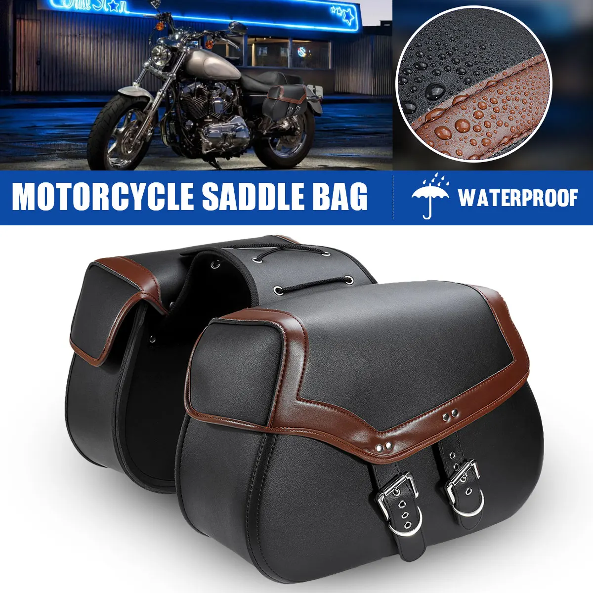

Motorcycle Saddlebags PU Leather Side Tool Pouch Luggage Gloves Storage Bags Waterproof Universal For Honda/Yamaha/Suzuki