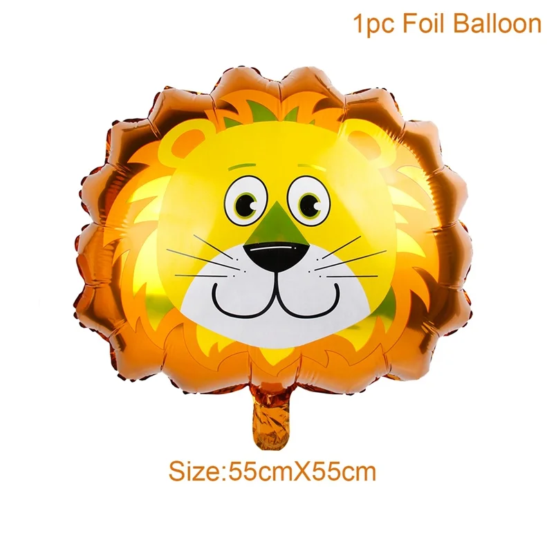 lion balloon 10 шт. воздушные шары из алюминиевой фольги с мультяшными животными для вечеринки в стиле сафари, украшение для дня рождения, милый воздушный шар, повязка на голову - Цвет: lion balloon