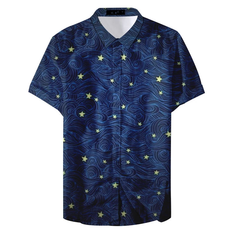 2019 Summer Comfortable Blue Fish Cute Print Custom Casual Shirt
