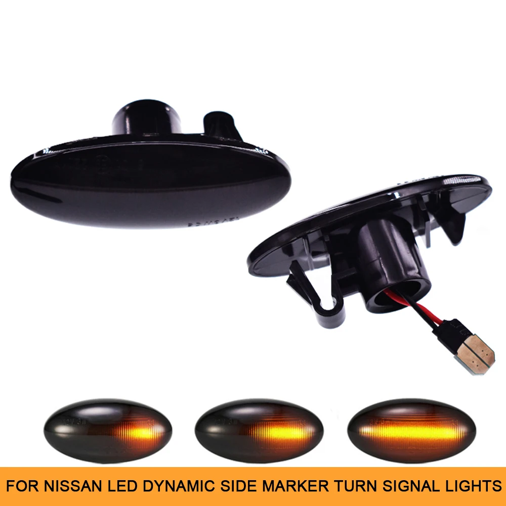2Pcs Sequential Blinker LED Side Marker Light Dynamic Turn Signal Light for Nissan Cube X-Trail T31 Tiida Pixo Pick up Note Leaf