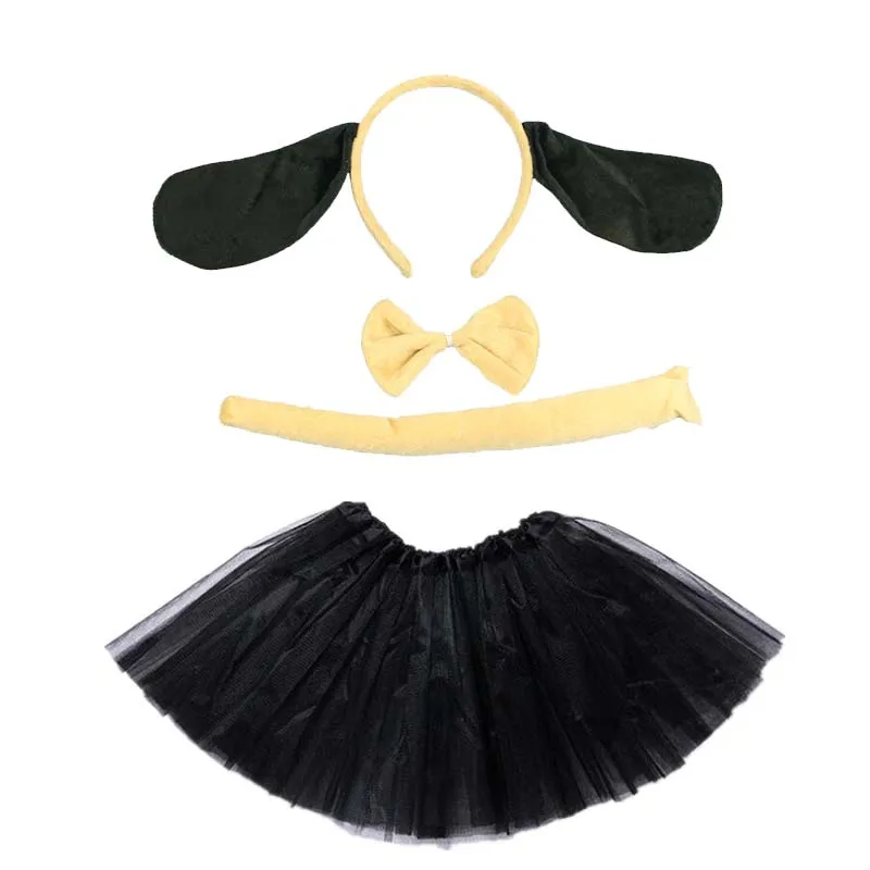 Черный костюм с изображением животного собаки Косплей головной убор повязка на