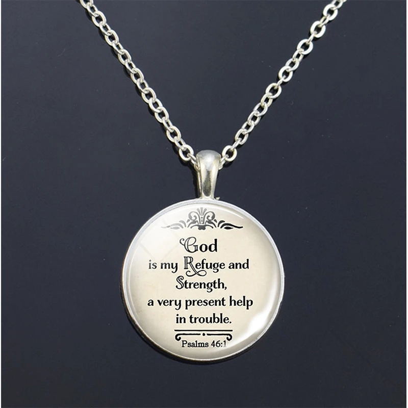 

Hot Selling Bible Verse Necklace Bible Quote Glass Cabochon Necklace Christian Jewelry Christmas Gift for Women