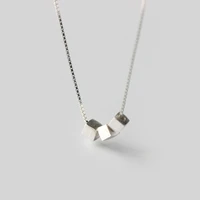 modian hot sale real 925 sterling silver square cube scrub fashion charm chain pendant necklace for women silver fine jewelry