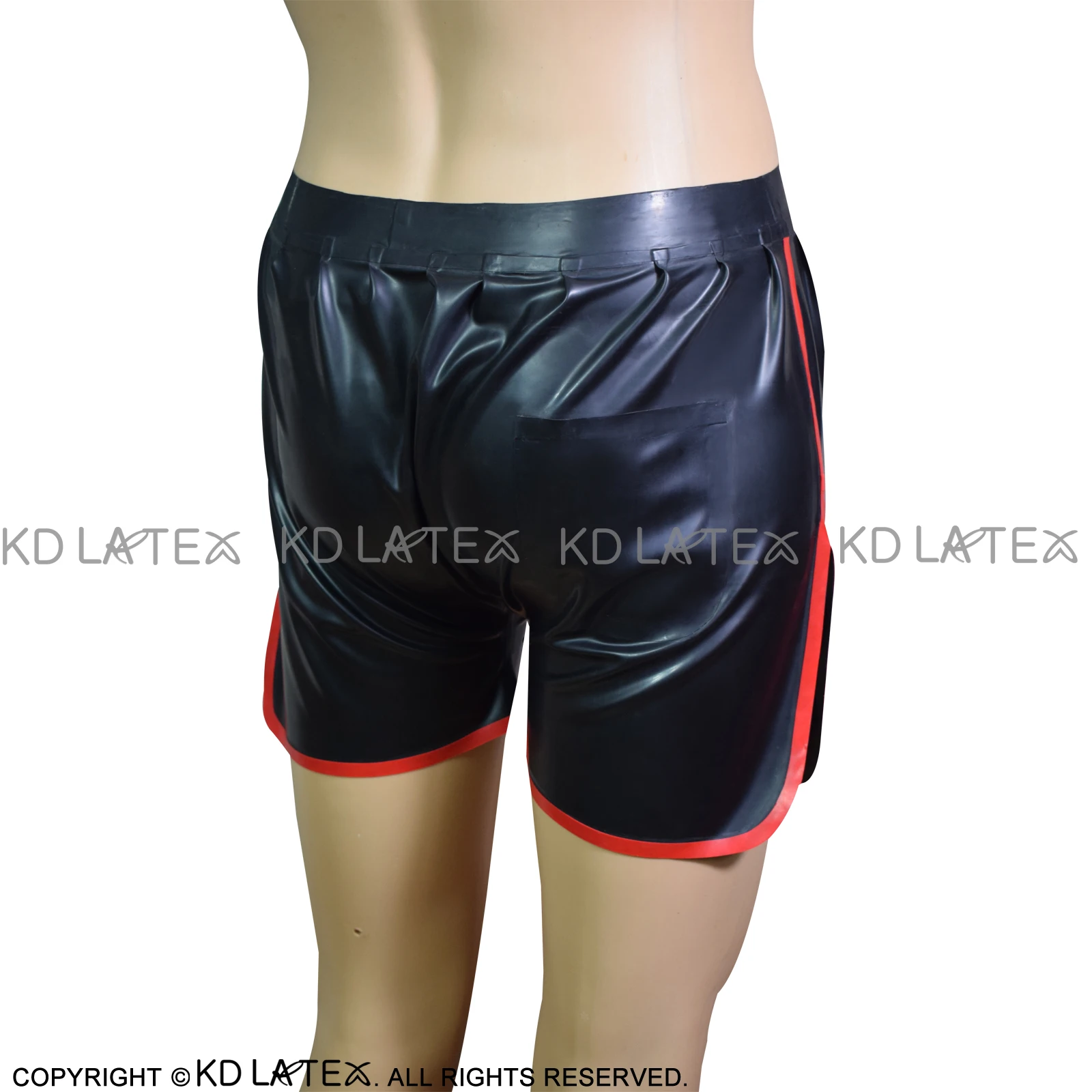Черно красной отделкой пикантные латекс шорты боксеры с карманами резиновая