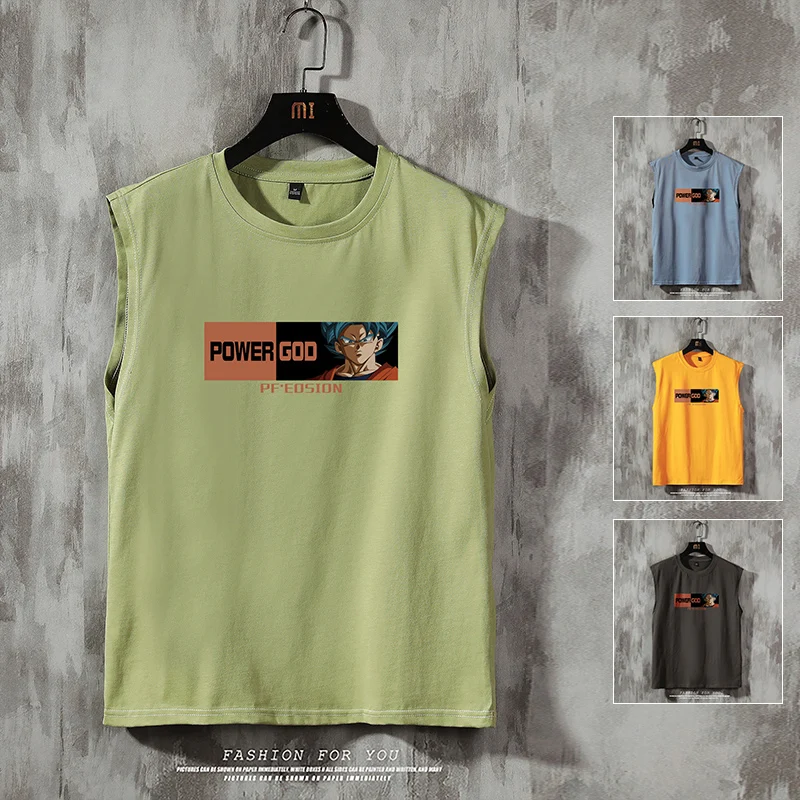 Майка мужская с буквенным принтом модная тенниска без рукавов повседневный