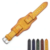 handmade vintage leather watch strap anti metal allergy tray bund watch band 20 22 24mm for rolexomegatimex fossil watchs