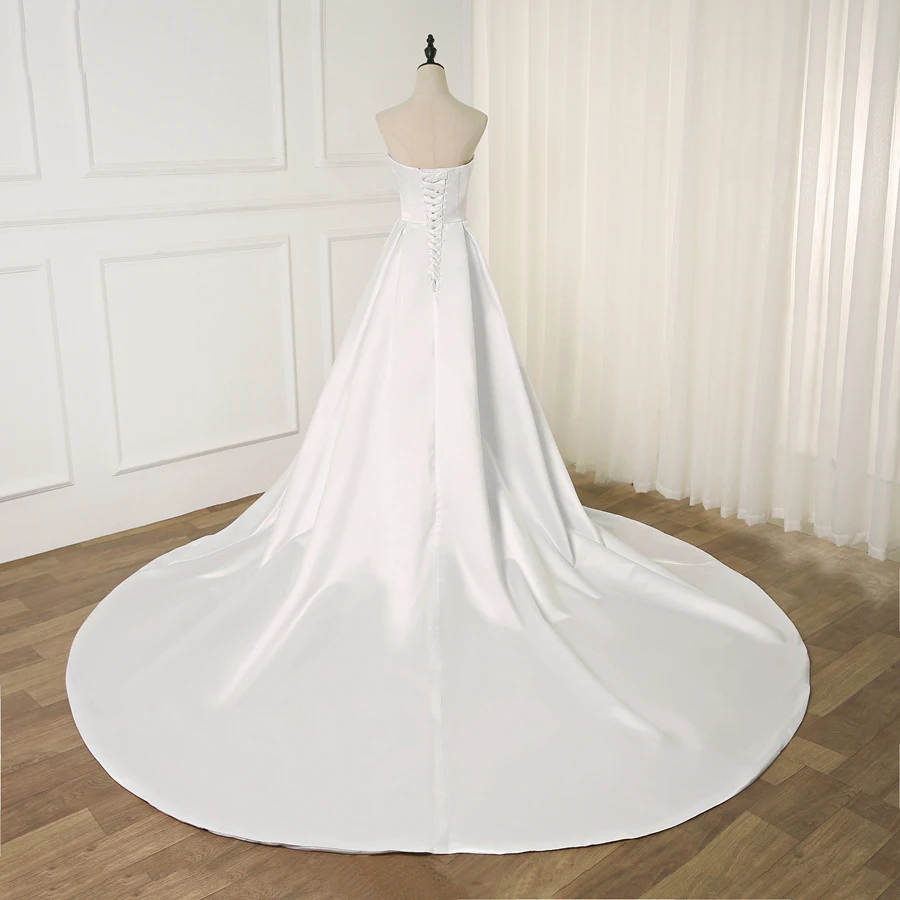 Jiayigong Элегантное Атласное Милое Свадебное Платье Vestido De Noiva без рукавов