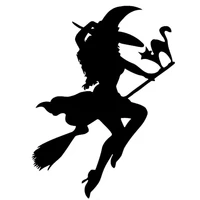 halloween witch flying on broom car sticker automobiles motorcycles exterior accessories vinyl decals