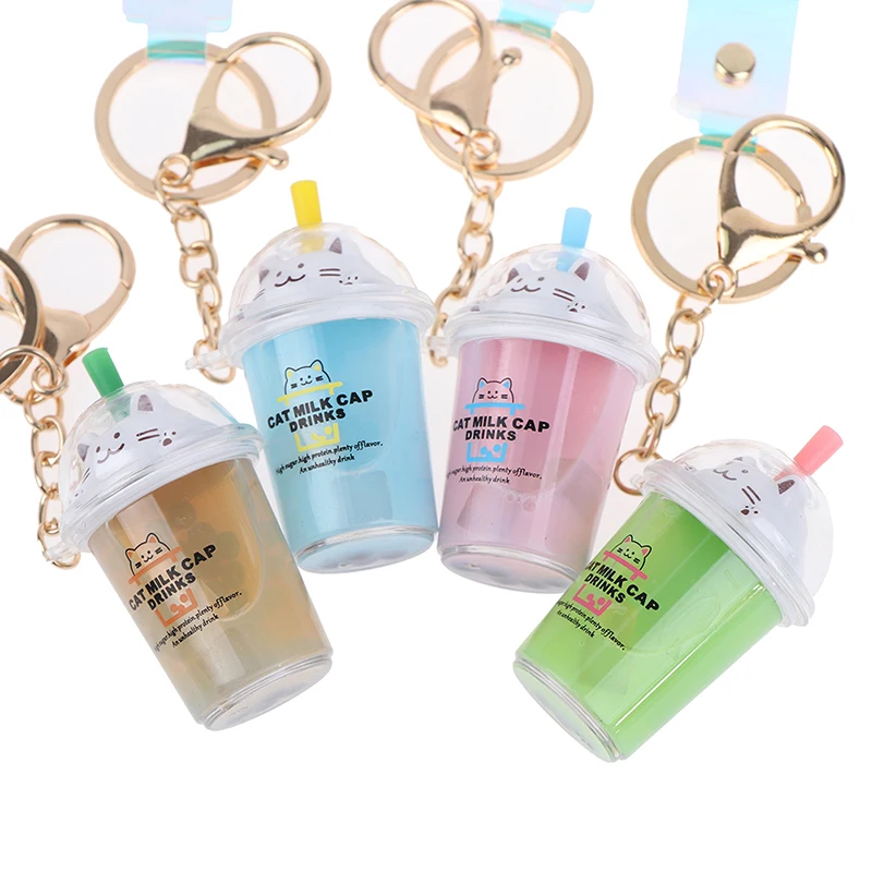 Новинка брелок с мультяшным котом автомобильный мини-брелок чашкой молочного