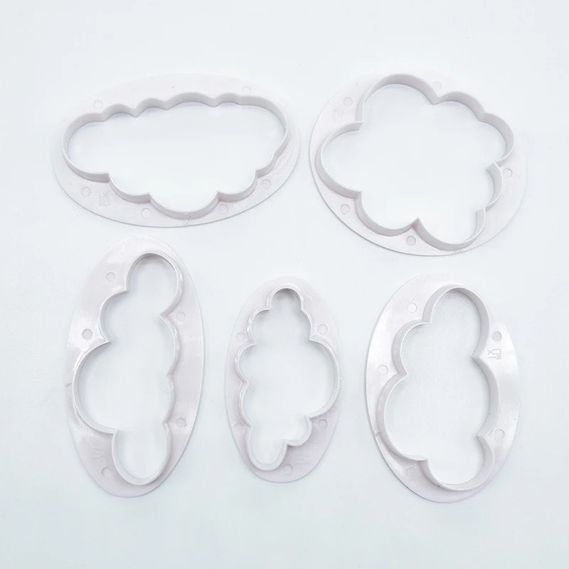 

5PCS/Set Cloud Shape Cookie Cutter Custom Made 3D Printed Fondant Cookie Plunger Cutter Biscuit Mold for Cake Decorating Tools