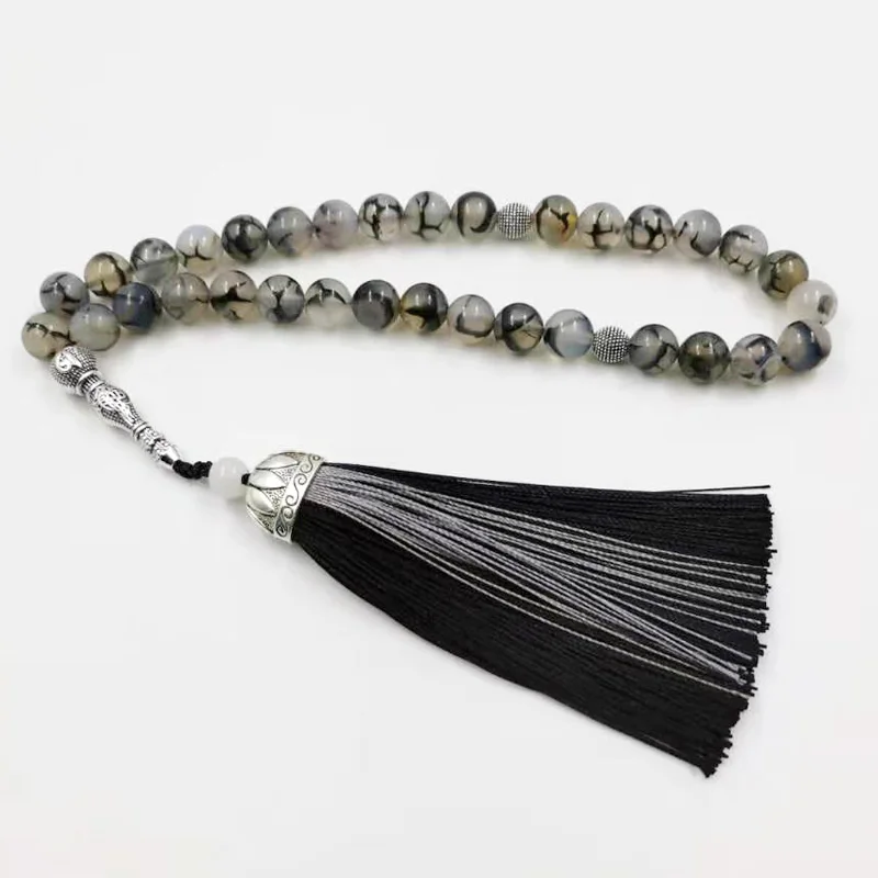 Новые Натуральные Агаты Tasbih мусульманский подарок Ислам Четки misbaha 33 66 99 бусы с