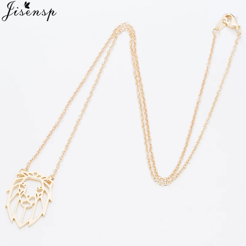 Jisensp Модный ожерелье из нержавеющей стали с оригами китом, львом и бабочкой, в качестве украшения для женщин, подарок.