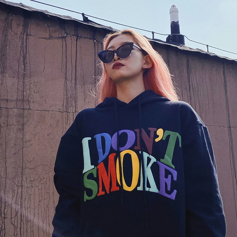 

Harajuku autumn and winter sweater rainbow color design sense letter logo printing men and women thin sweater couple jacket y2k