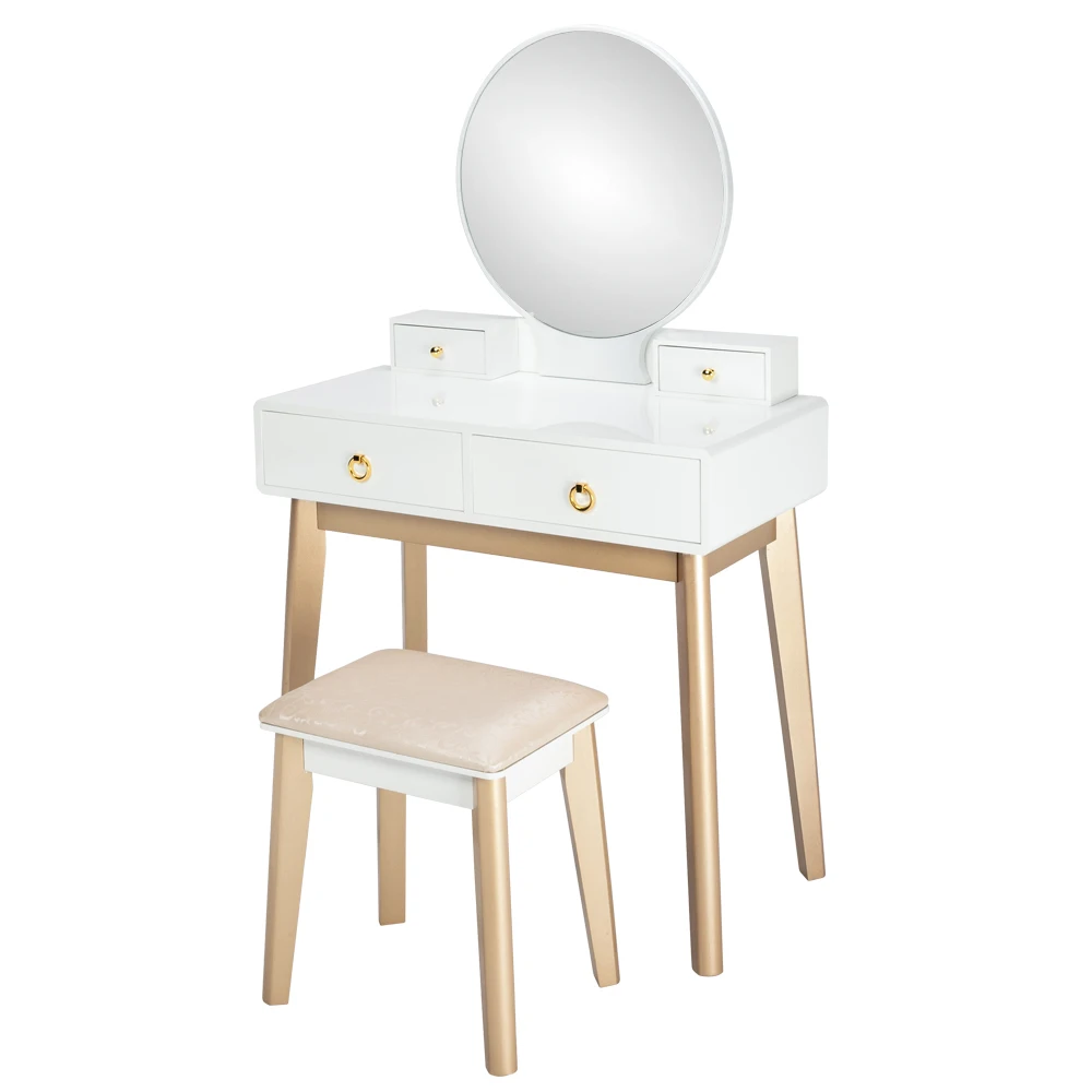 

Dressers Makeup Desk Bedroom Light Luxury Real Wood Dressing Table Simple Makeup Table Without Lamp