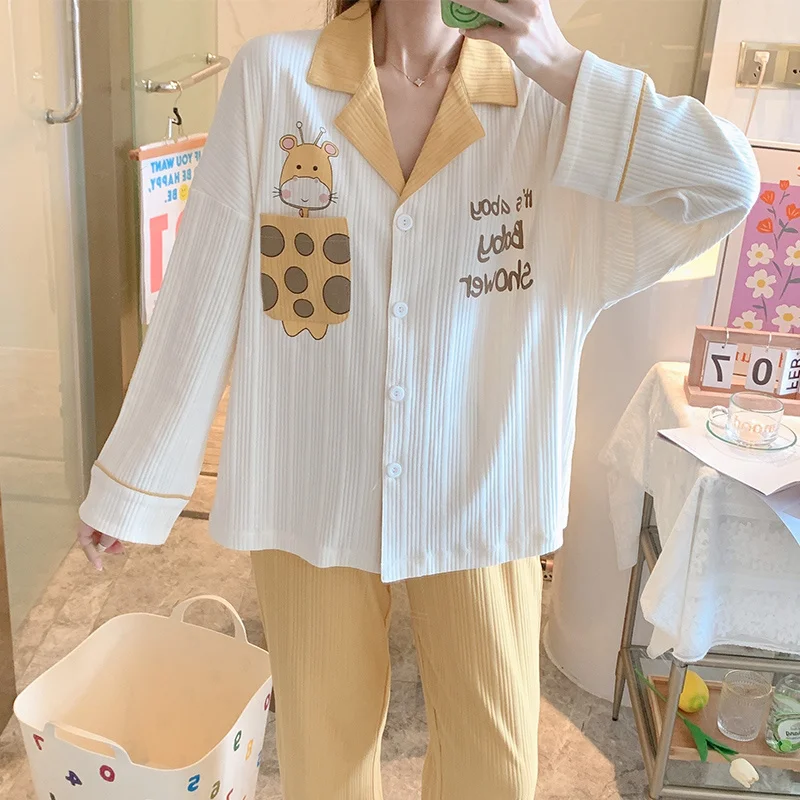 Пижама женская весенне-осенняя с оленем новинка 2021 хлопковая зимняя одежда