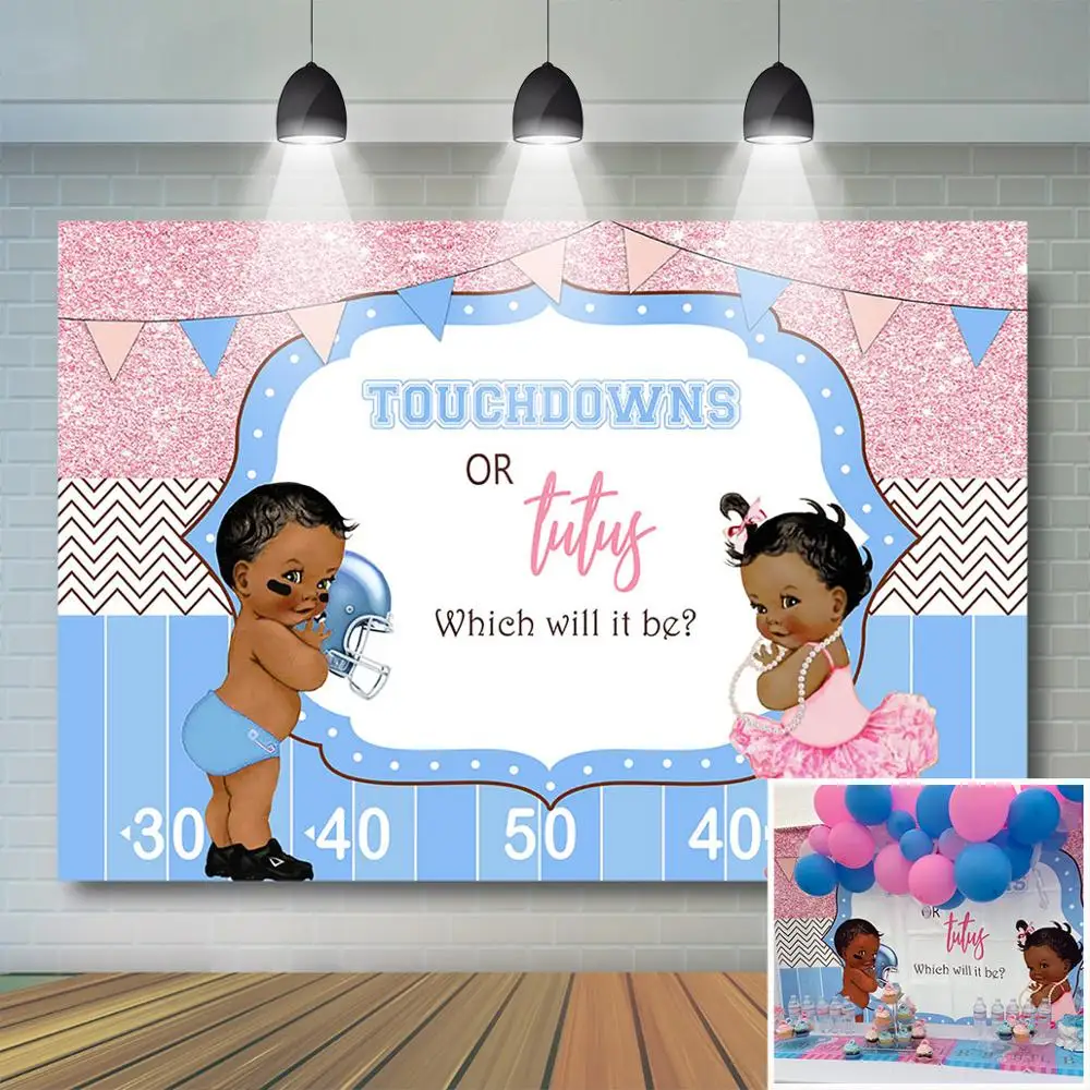 

Mocsicka touchдаунс или тюс пол раскрыть фон синий или розовый мальчик или девочка фотография Фон Baby Shower Вечеринка баннер