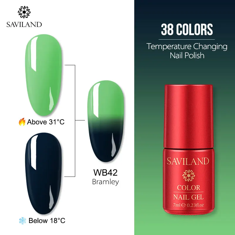 7ml WB42 SAVILAND температурный меняющий Цвет Гель-лак UV Vernis полуперманентный Блеск Гель-лак верхнее покрытие Гибридный лак для ногтей - Цвет: 7ml WB42