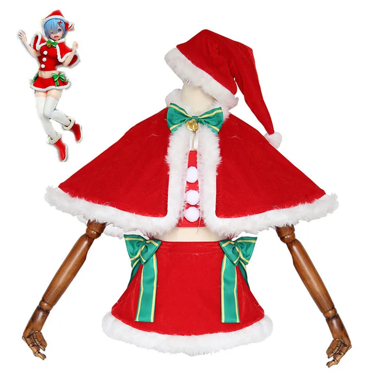Аниме! Рождественский костюм Re: жизнь в другом мире от нуля Рем красная Милая
