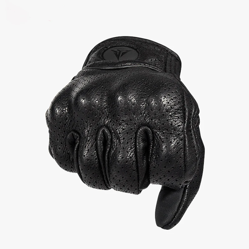 Мотоциклетные Перчатки из натуральной кожи с сенсорным экраном ветрозащитные
