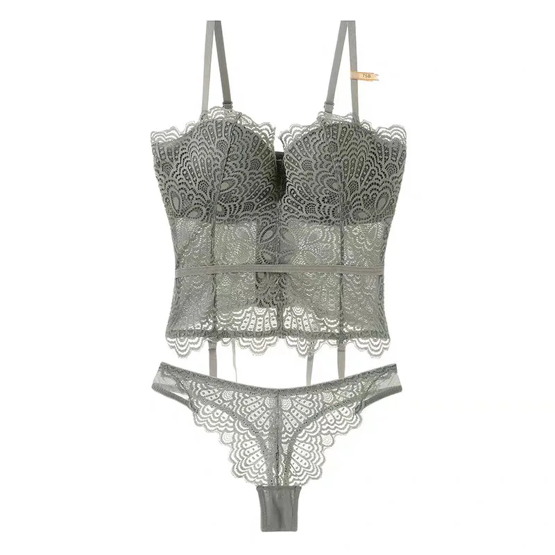 Комплект женского кружевного нижнего белья с чашкой пуш ап 1/2|Бюстье и корсеты| |