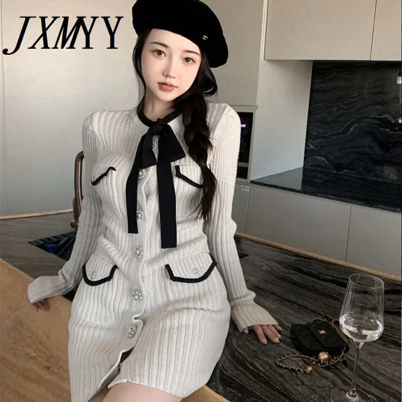 Женское трикотажное мини-платье элегантное белое платье с длинным рукавом