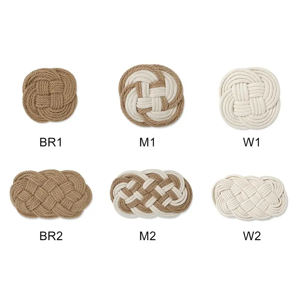 

Natural Cotton Hemp Placemats Bohemia Dining Table Mats Heat Insulation Pot Holder Coffee Cup Coasters Kitchen Accessories