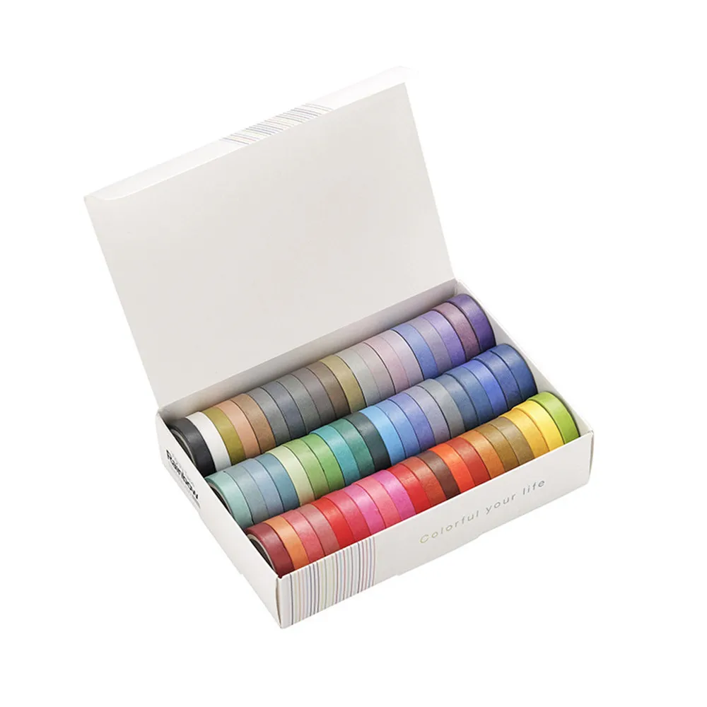 

60pcs/set Basic Solid Color Washi Tape Set Kawaii Mixed Color DIY Hand Account Decoration Material Sticker Cute Tape Stationery