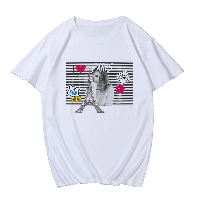 

White Plus Size Tshirt Women Summer Vogue Print Lady Casual T-Shirt Tops Harajuku Streetwear Short Sleeve O-Neck Tees Tshirt