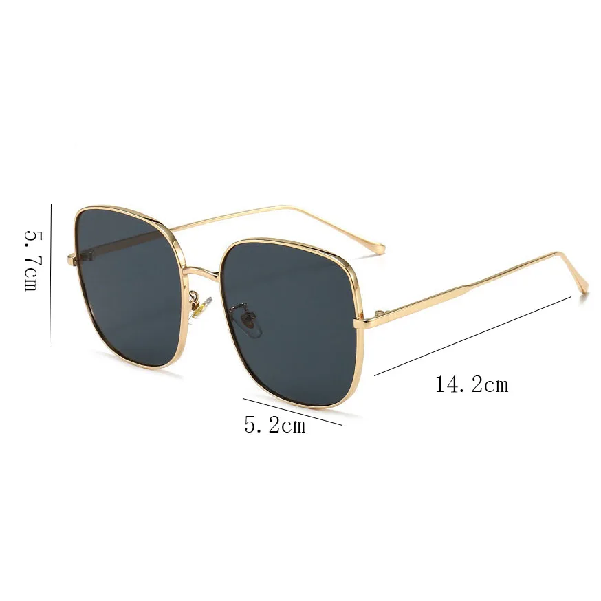 

2021 Fashion Tea Gradient Sunglasses Women Ocean Water Cut Trimmed Lens Metal Curved Temples Sun Glasses Female
