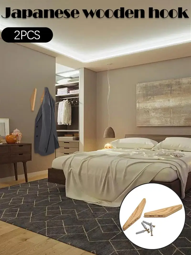 

2pcs Premium Wooden Hooks, Rustic Wall Hook, Wall Mounted Coatrack, Entry Way Hat Hooks, Modern Decorative Hooks 2021 The New
