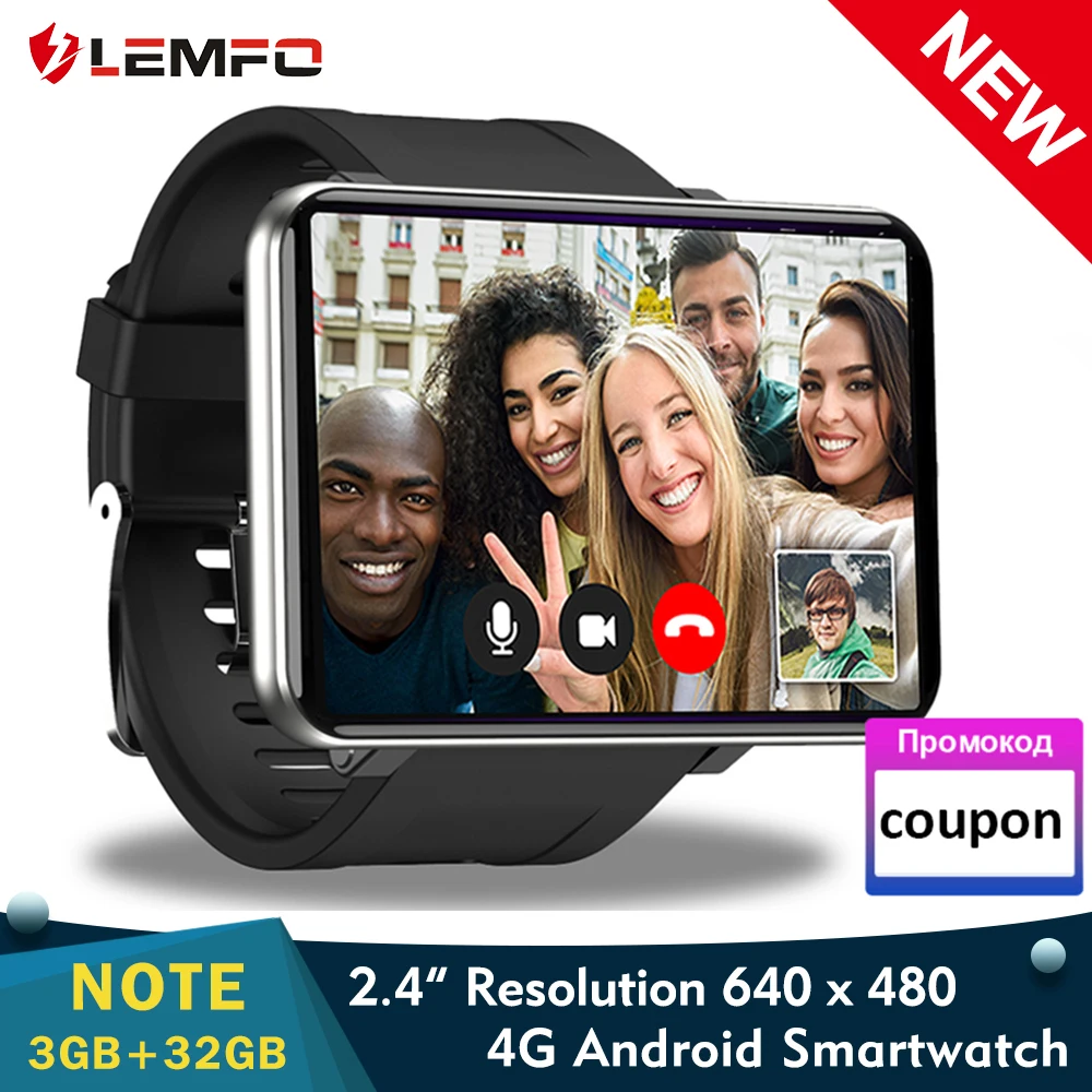 

LEMFO LEM T Smart Watch Android 7.1 3GB + 32GB Support 2.86 Inch SIM Card 4G GPS WiFi 2700mAh Large Battery for Smartwatch Men