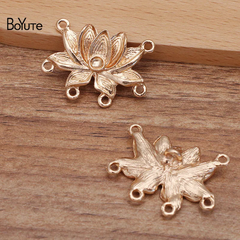

BoYuTe (10 Pieces/Lot) 30*23MM Metal Alloy Lotus with 6 Hanging Holes DIY Handmade Jewelry Findings Components