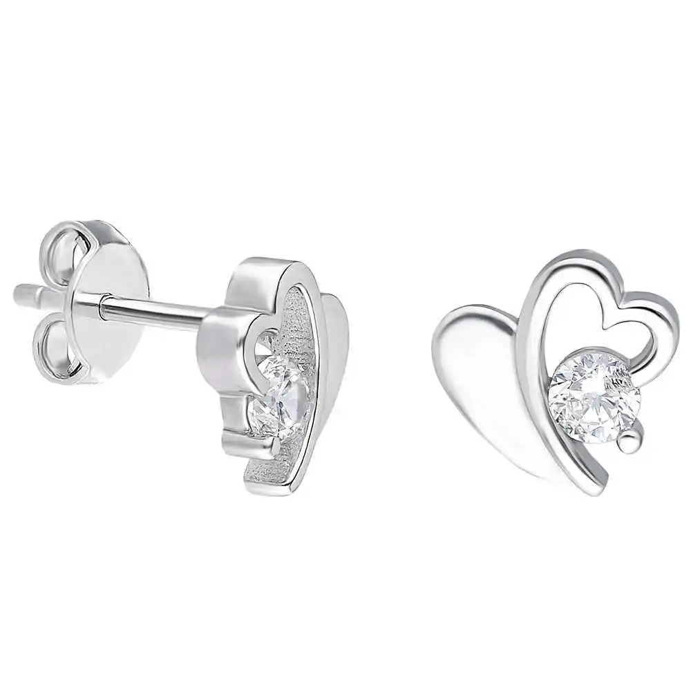 

Zircon Cubic Zirconia Elegant Heart Design 925 Sterling Silver Earrings