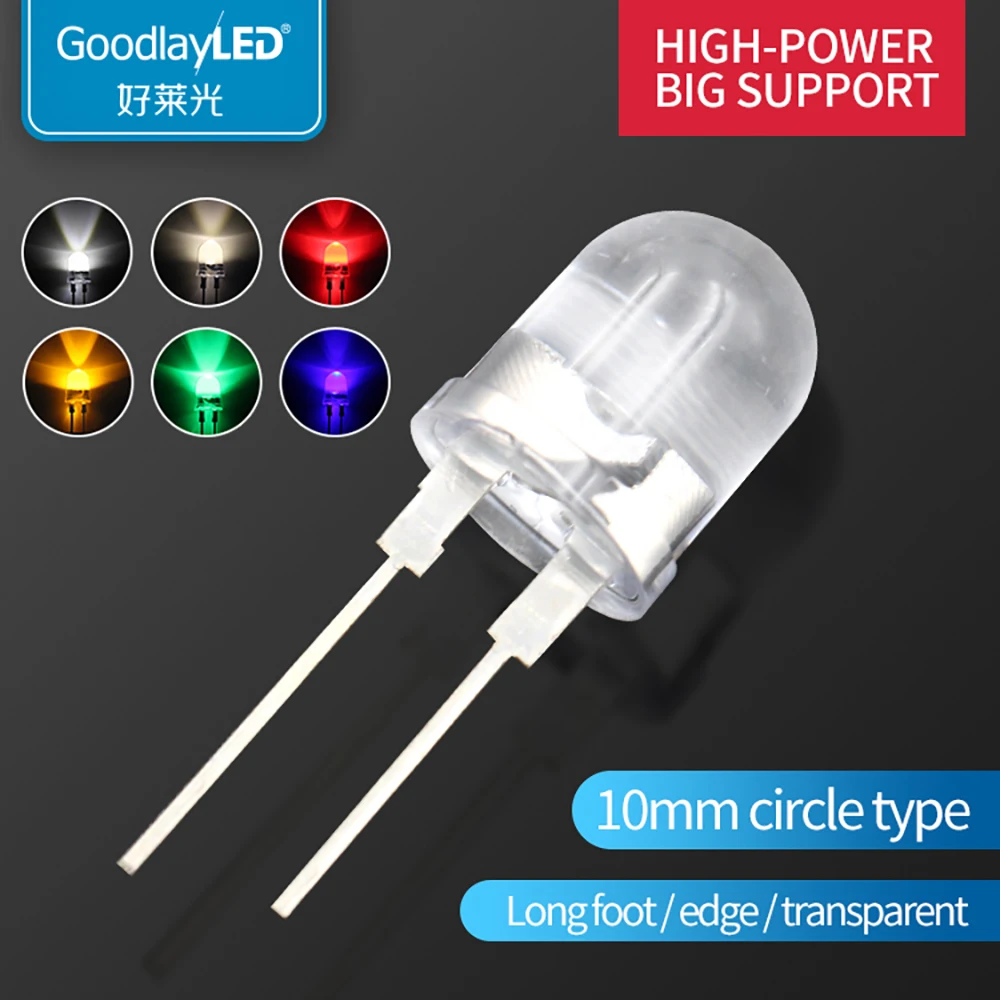 Suporte de Energia para o Grânulo da Lâmpada Pces Cabeça Redonda 0.5w 150ma Vermelho Verde Azul Amarelo Branco Grande 1000 10mm