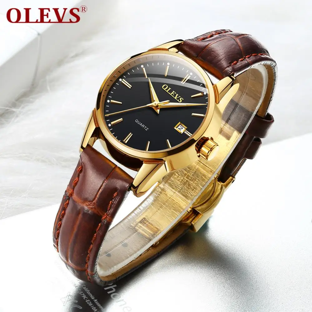 Lady Brown Black OLEVS мужские часы лучший бренд класса люкс простой день Дата наручные часы водонепроницаемые часы relogio masculino светящиеся стрелки кварцевые часы - Цвет: Lady Brown Black
