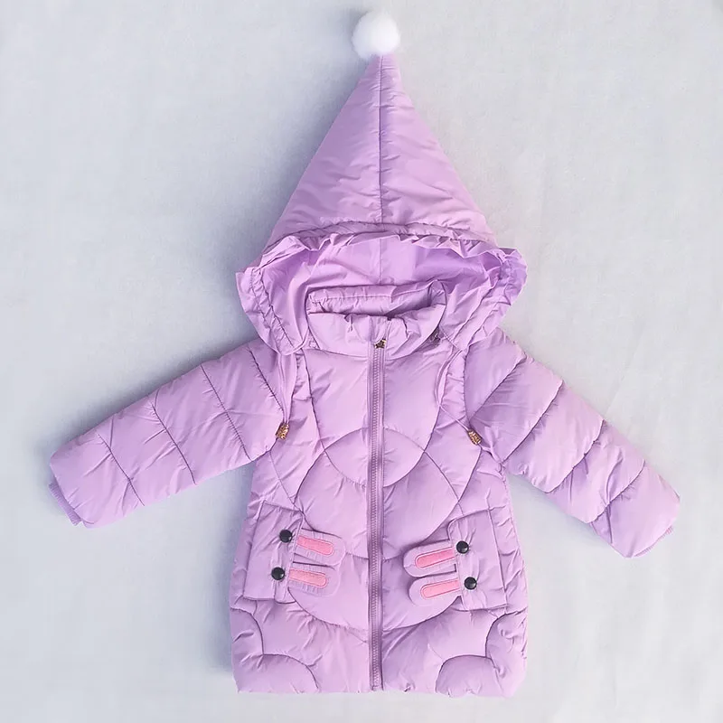 Rabbit purple Пуховики для девочек; теплая верхняя одежда для малышей; плотные пальто для мальчиков; ветрозащитные детские зимние куртки; детская зимняя верхняя одежда с героями мультфильмов - Цвет: Rabbit purple