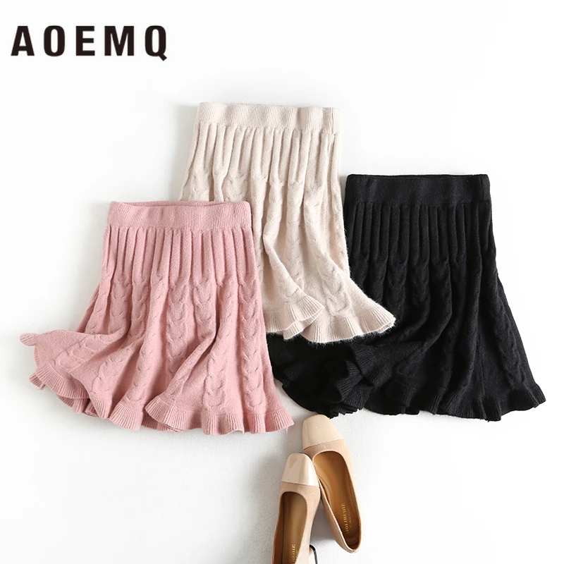 AOEMQ/повседневные юбки; 3 цвета; однотонные драпированные юбки-русалки с волнами рыбы; хлопковые зимние теплые плотные юбки для девочек; женская одежда