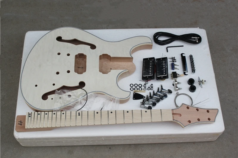 Бесплатная доставка полуполый корпус полуготовый guiar из красного дерева