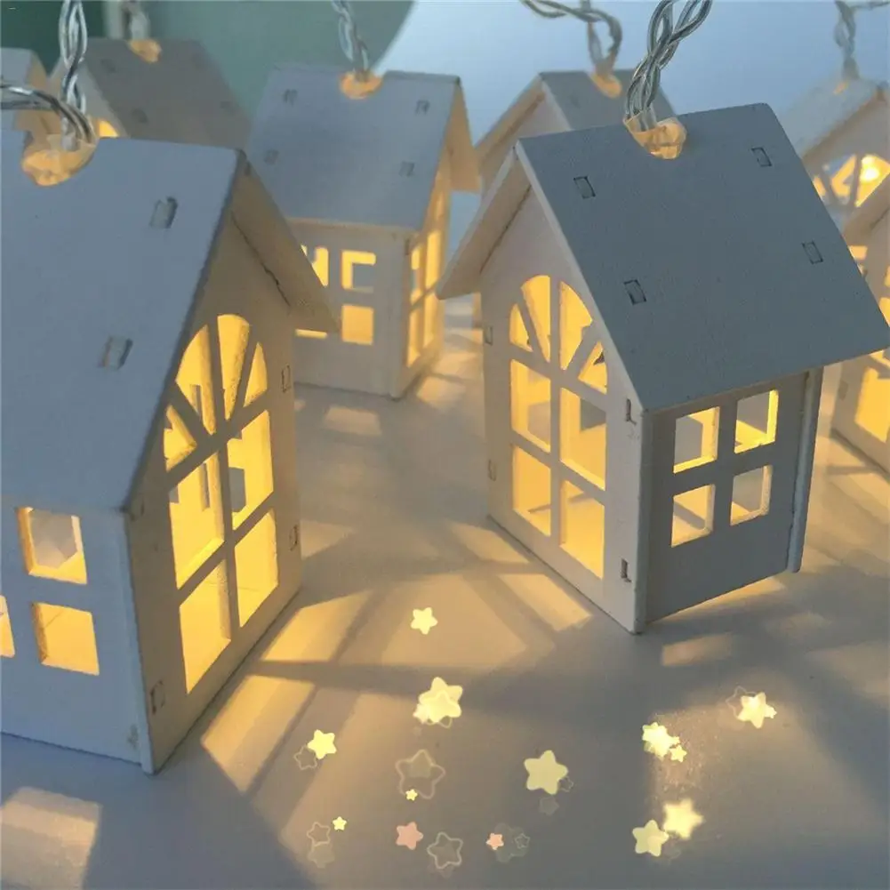 New LED Garland Wood House String Light 2m 10LEDs Room Decor String Lamp Wedding Party Holiday Fairy Lights Novelty Lamp