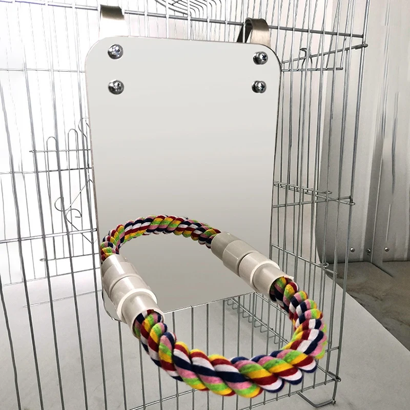 Зеркало Хлопок Веревка стенд бар набор попугай щебня игрушка птица товары для
