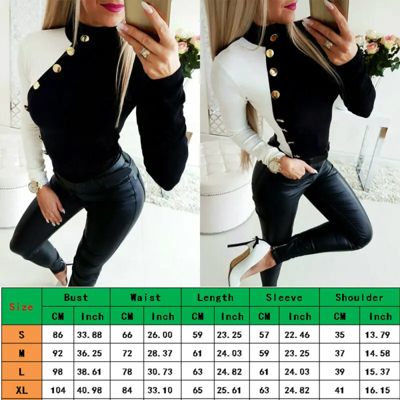 

Slim Women Autumn Winter Long Sleeve Turtleneck Black and White Patchwork Blouse Tops Knit Sweater T-shirt Fashion Streetwear