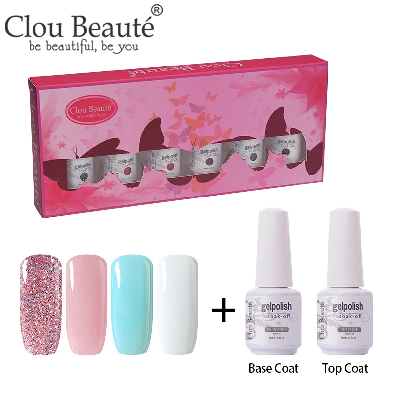 ZH40 Clou Beaute 6 шт./компл. гель для ногтей профессиональная эмаль стойкий растворимый лак гель лак-основа верхнее покрытие Набор для украшения ногтей - Цвет: ZH40